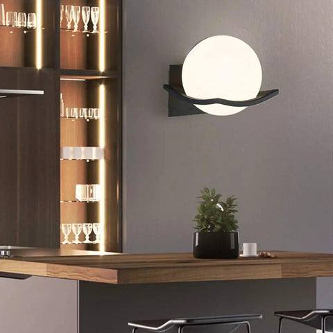 Indoor Outdoor Weather Resistant Metal Wall Sconces With Frosted Glass Housing Matte Black Finish For Hallways Patios Garages And Stairways Fire Wall Decor That Really Sets Off Your Space, mounted in a modern kitchen setting.