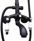 UMJIGF Shower System with Hot and Cold Water Black Shower Faucet Set features double ceramic handles and hose.