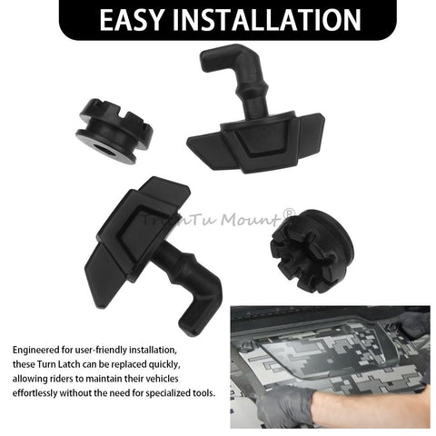 2 Pack Hood Latch Toggles And Grommets Kit For Polaris RZR 900 1000 Ranger 570 900 1000 Ace 325 570 Sportsman 850 1000 Brutus HD Engine Bay Lock Mount Replacement, easy installation display.