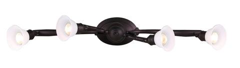 Addison 4-Light Dropped Track Lighting With Flat Opal Glass Shades In Oil Rubbed Bronze Adjustable Heads For Customizable Modern Industrial Glow