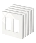 5 Pack 2 Gang Screwless Wall Plate Glossy Off White Decorator Receptacle Outlet Cover and Switch Plate With Seamless Edge Design
