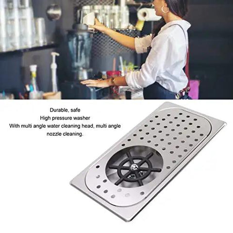 Heavy Duty 304 Stainless Steel Glass Rinser And Pitcher Washer Boasting Slick High Pressure Spray And Zero Sweat Drain Drip Tray Hose