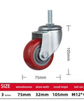 Rock Solid Heavy Duty M12 X 60 Swivel Caster Wheels With Brake And Silent Pu Rollers For Furniture Trolleys and scaffolding, 75mm size.