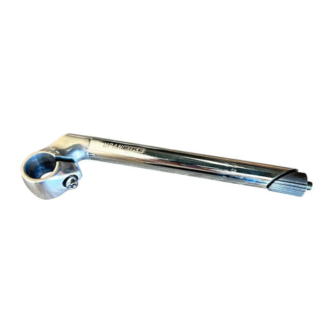 Aluminum Gooseneck Bike Stem For 22.2mm Fork Tubes And 25.4mm Handlebar Clamp, Silver, Side View