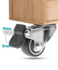 4 Pack 1.25 Inch Caster Wheels With Brakes Rubber Swivel Heavy Duty Casters With 360 Degree Top Plate 140 Lbs Total Capacity on wooden cart