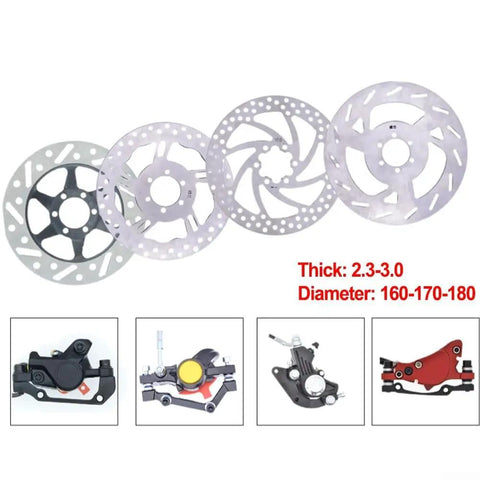 Array of Beefy Disc Brake Rotor For Bikes And Ebikes, 180mm And 203mm Options, 6 Bolt Mount, 3mm Thick Stainless Steel with parts