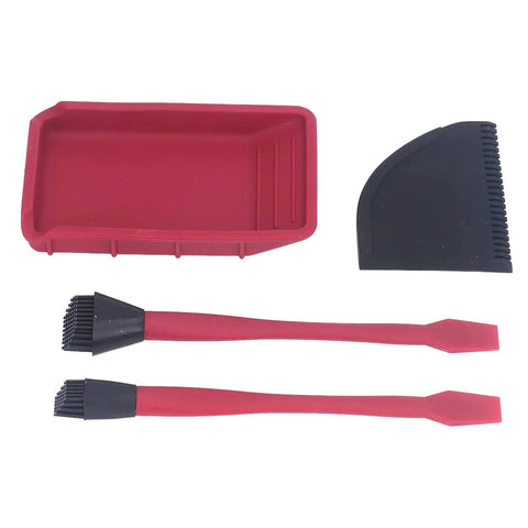 Silicone Glue Kit For Woodworking DIY Ready With Dual Head Spreader And Applicator, 2 Brushes, 1 Comb, And 1 Tray For Uniform Flexible Glue Application