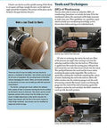 Book: Complete Starter Guide to Woodturning on the Lathe open spread showing jam chuck for bowls and lathe tools.