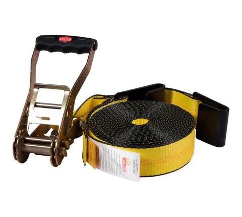 Beefy Heavy Duty 2 Inch By 30 Foot Ratchet Tie Down Straps With Flat Hooks Yellow 10000 Lbs Break Strength 4 Pack For Flatbed Truck Trailer And Pickup For Any Job