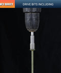 Integrated hex socket driver bit attached to drill for use with Pack Of 50 14 By 10 Inch Heavy Duty Hex Head Wood Structural Screws.