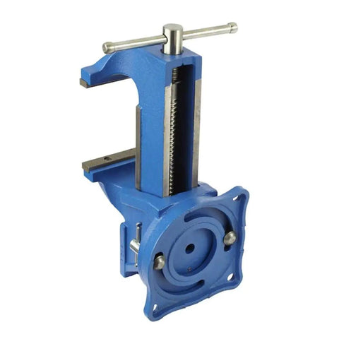Heavy Duty 6 Inch Bench Vise With Swivel Base For Precise Metalwork And DIY Projects Durable Cast Iron Construction blue side view