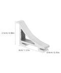 Refrigerator Shelf Clips Set of 8 Sturdy Aluminum Fridge Shelf Supports shown with dimensions on a white background
