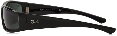 Side view of Unisex Rectangular Sunglasses With 100 Percent UV Protection Black Frame And Green Lenses 58 Millimeter For Everyday Wear
