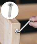 1/4-20 Furniture Connector Bolts And Barrel Nuts Kit With Hex Key, 20 Pairs, 304 Stainless Steel 18-8 shown in wood assembly