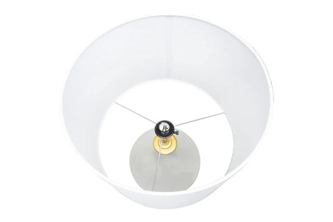 Top view of 27 Inch Stoneware Table Lamp With Linen Shade In Grey And Gold Finish Perfect For Bedroom Or Living Room Vibe Ready Accent Lighting