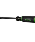 Flathead screwdriver with green and black handle
