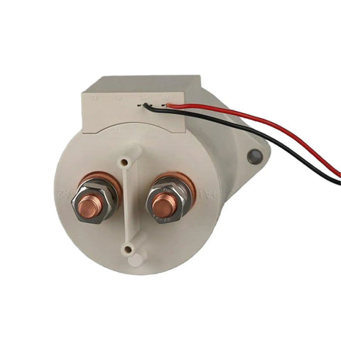 Solid Core Heavy Duty Dc Contactor Switch Knockout Amp Rating Relay Block For Electric Vehicles And Solar Arrays Up To Eighty Four Volts, copper terminals and wiring.