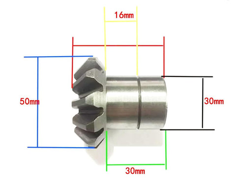 Reverse Gear and Drive Gear Set With 12 Teeth, Internal Spline 6 Teeth, 20mm ID, 30mm OD, side view showing measurements