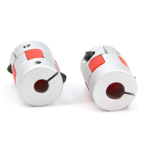 Two Pack Aluminum Plum Shaped Flexible Shaft Coupler 6.35 mm To 8 mm Bore 20 mm Diameter 25 mm Length Heavy Duty Torque