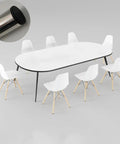 Dining table and chairs with inset showing 12 Pack Black Plastic End Plugs 25mm Outside Diameter 1 Inch For Round Tubes And Pipes Furniture Finishing Caps Fits 0.81 To 0.93 Inch Hole Size Keeps Ends Clean And Sleek