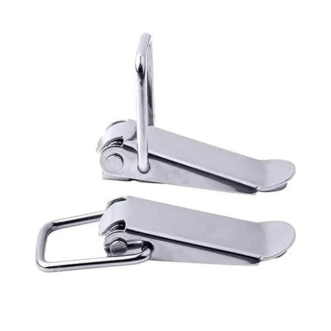 Close-up of 12Pcs Stainless Steel Spring Loaded Toggle Latches with 48Pcs Mounting Screws 72mm Overall Length Built Tough Box Chest Trunk Latch Catches Hasps Clamps For Secure Latching And Quick Access
