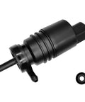 Heavy Duty Windshield Washer Fluid Pump With Mounting Grommet Straight Swap Fit Auto Replacement For Bmw Mercedes Benz black plastic pump with grommet.