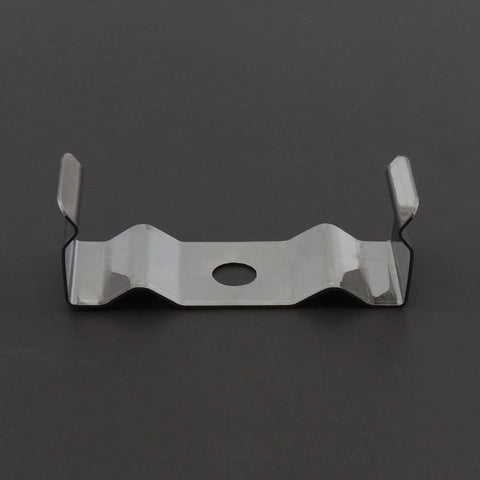 Durable T8 Light Clips and Bracket Hangers for Hanging Integrated Tube Light Fixtures, nickel plated steel, front view