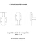 Technical drawing of Handle-Free Cabinet Door With Push To Open Rebounder Latch, Durable ABS Plastic Catch In White, 1 Pack
