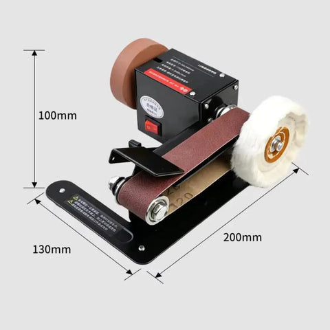 Badass Compact Desktop Electric Belt Sander Set For Sharpening Knives Metal Parts And Wood Projects With Adjustable Speed Settings and Comfortable Grip, 100mm x 130mm x 200mm.