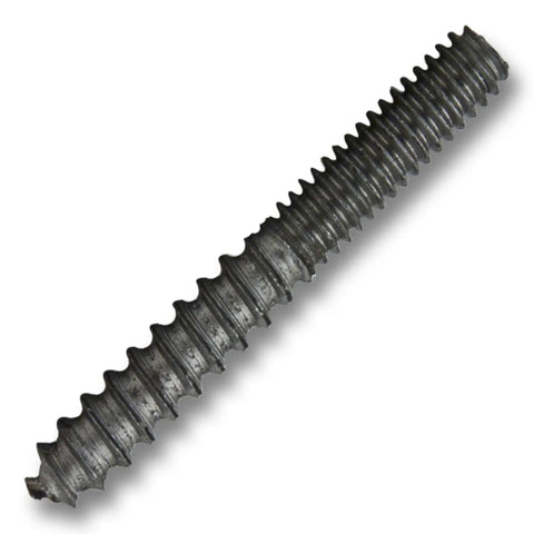 Close-up of 1/4-20 X 2 Inch hanger bolt in plain steel for DIY projects and home repairs.