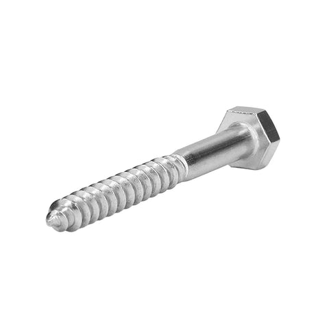 Half Thread Wood Hex Lag Self Tapping Screws M6x60mm In A2-70 Stainless Steel for heavy duty carpentry and decking projects front view