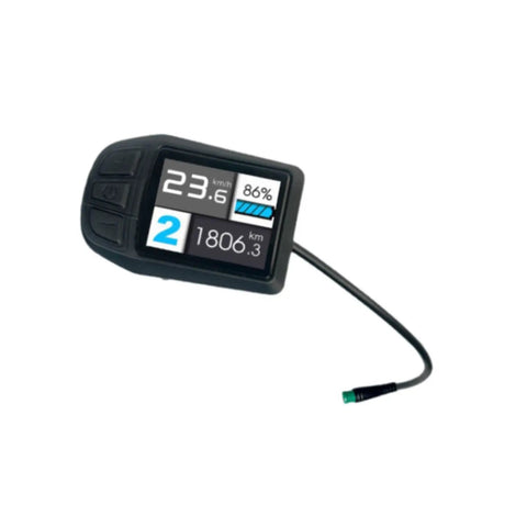Waterproof Electric Bike Display Screen Control Panel Ukc3 For 36V 48V And 52V Ebikes, Durable PP Meter with cable, inline view.
