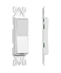 Wireless Light Switch With On Off And Dimming, Decorator Style Faceplate, Surface Mount shown front and side view