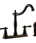 Oakmont Two Handle Kitchen Faucet With Side Sprayer In Oil Rubbed Bronze, Classic Victorian Style, Built To Last Brass Waterways