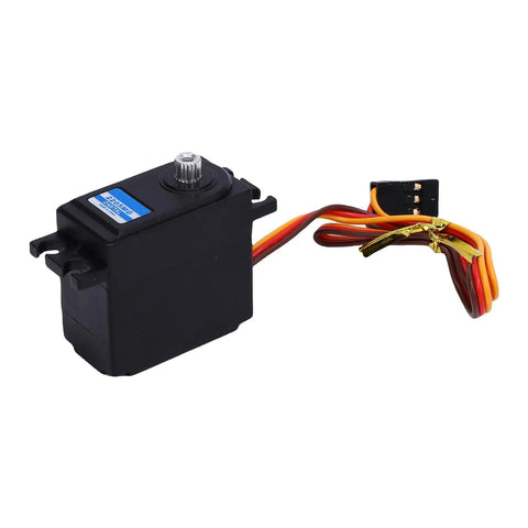 Heavy Duty 22G Digital RC Servo With Solid Metal Gears Brings Hella Smooth Steering Precision Rock Solid Engineering, black casing and multipurpose connector.