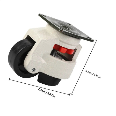 Heavy Duty Swivel Leveling Casters Set, 3 Inch, Flat Base, Adjustable Industrial Workbench Wheels for Material Handling and Equipment Transport, Anti Skid Stable Base, Easy Install Furniture Caster Wheels on single swivel caster with nylon wheel