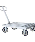 Flatbed cart with 5 inch heavy duty shopping cart replacement wheels set of 4 stem casters, polyurethane, 0.3125 inch bore, 1200 lb capacity.