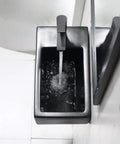 18 Inch Corner Bathroom Sink With Matte Black Faucet Ultra Space Saver Wall Mount Vessel Sink Porcelain Ceramic Basin