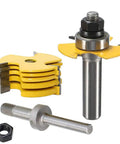 Pro Grade 1/2 Inch Shank Adjustable Three Wing Router Bit Set With Six Tungsten Carbide Widths For Woodworking Projects.