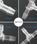 ANPTGHT 1/4" clear plastic tee fitting, equal barb 3-way hose splicer; pack of 5