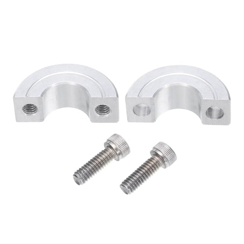 Four Pack Heavy Duty Double Split Clamp On Shaft Collar For One Half Inch Shaft Two Piece Clamping Collar One And One Eighth Inch Outside Diameter Thirteen Thirty Second Inch Thick Aluminum Alloy Set Screw Split Collar Clamp, two halves with screws