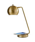 Emerson Desk Lamp With Wireless Charging Pad And USB Port 7W LED Reading Light For Home Office Qi Inductive Charging To Juice Up Your Phone Modern Mid Century Style Indoor Lighting For Any Space, brass finish, side view.