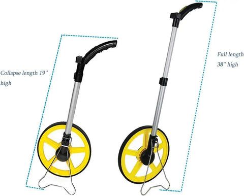 Digital Distance Measuring Wheel Featuring Slick Rolling Big 12 Inch Tire With Hella Precise LCD Screen, full length 38 inches.