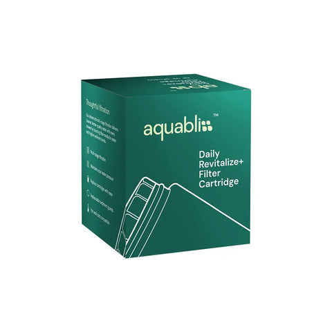 Revitalizing Shower Filter Replacement Cartridge For SF400 And SF500 2x Vitamin C And Minerals For Silky Hair Glowing Skin Strong Nails 1 Pack Today Now, green box with AquaBliss logo