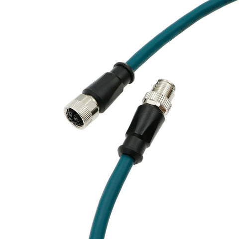 M12 X Code 8 Pin Male To Female Industrial Sensor Connector Cable Waterproof Shielded High Flex 2 Meter Length