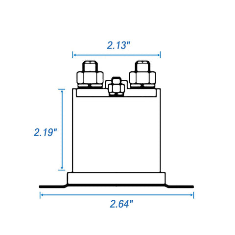 Heavy Duty 36 Volt Golf Cart Solenoid 4 Pin Replacement For Club Car Ds 1976 To 1998 Replaces Oem Part 8016 side view with dimensions