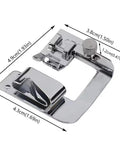 Universal Sewing Machine Presser Feet Set For Home Electric Models With Zipper Foot Binder Attachment and Overlock Presser close-up view.