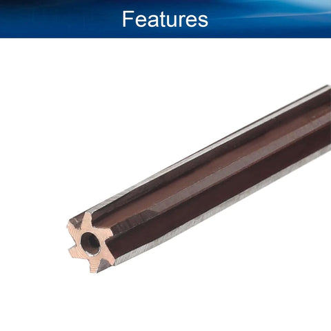 Chucking reamer 8mm, straight flutes, round shank, metal cutting tool, side view