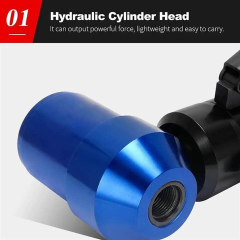 Hydraulic cylinder head from Heavy Duty Hydraulic Knockout Hole Punch Kit, blue, lightweight for conduit 1/2 to 2 inch, 22.5-61.5 mm.