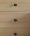 Metal Flower Shape Pull Handle Cabinet Knob Bronze Tone Set Of 8 With Screws For Doors And Drawers installed on wooden drawers